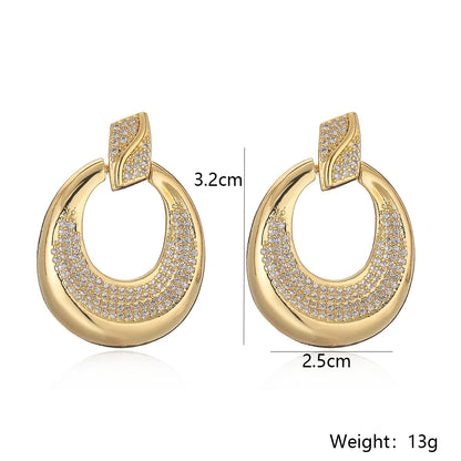 1 Pair Ig Style Simple Style Geometric Plating Inlay Copper Zircon 18k Gold Plated Drop Earrings