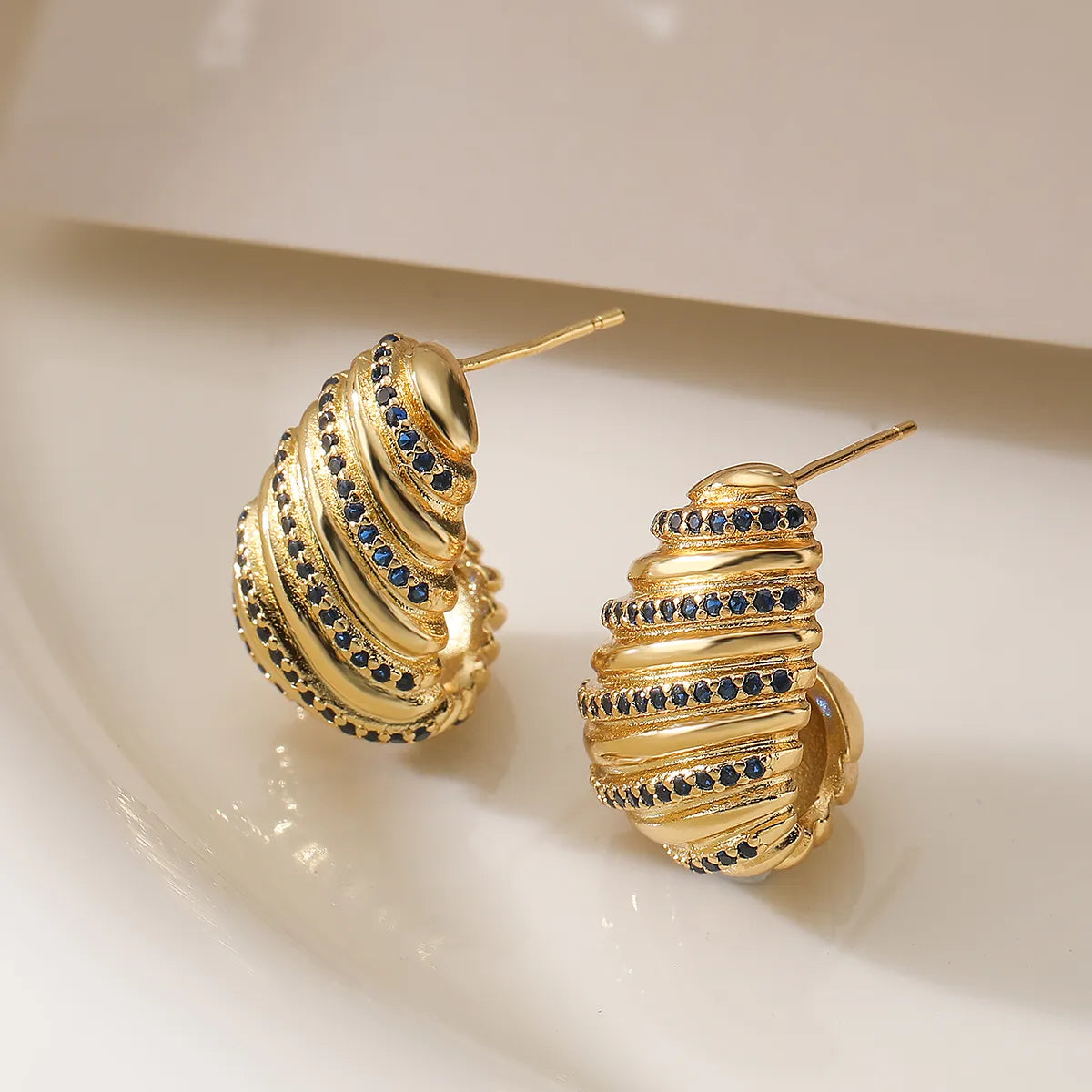 1 Pair Ig Style Simple Style Geometric Plating Inlay Copper Zircon 18k Gold Plated Ear Studs