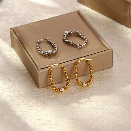 1 Pair Ig Style Simple Style Geometric Plating Inlay Stainless Steel Rhinestones Earrings