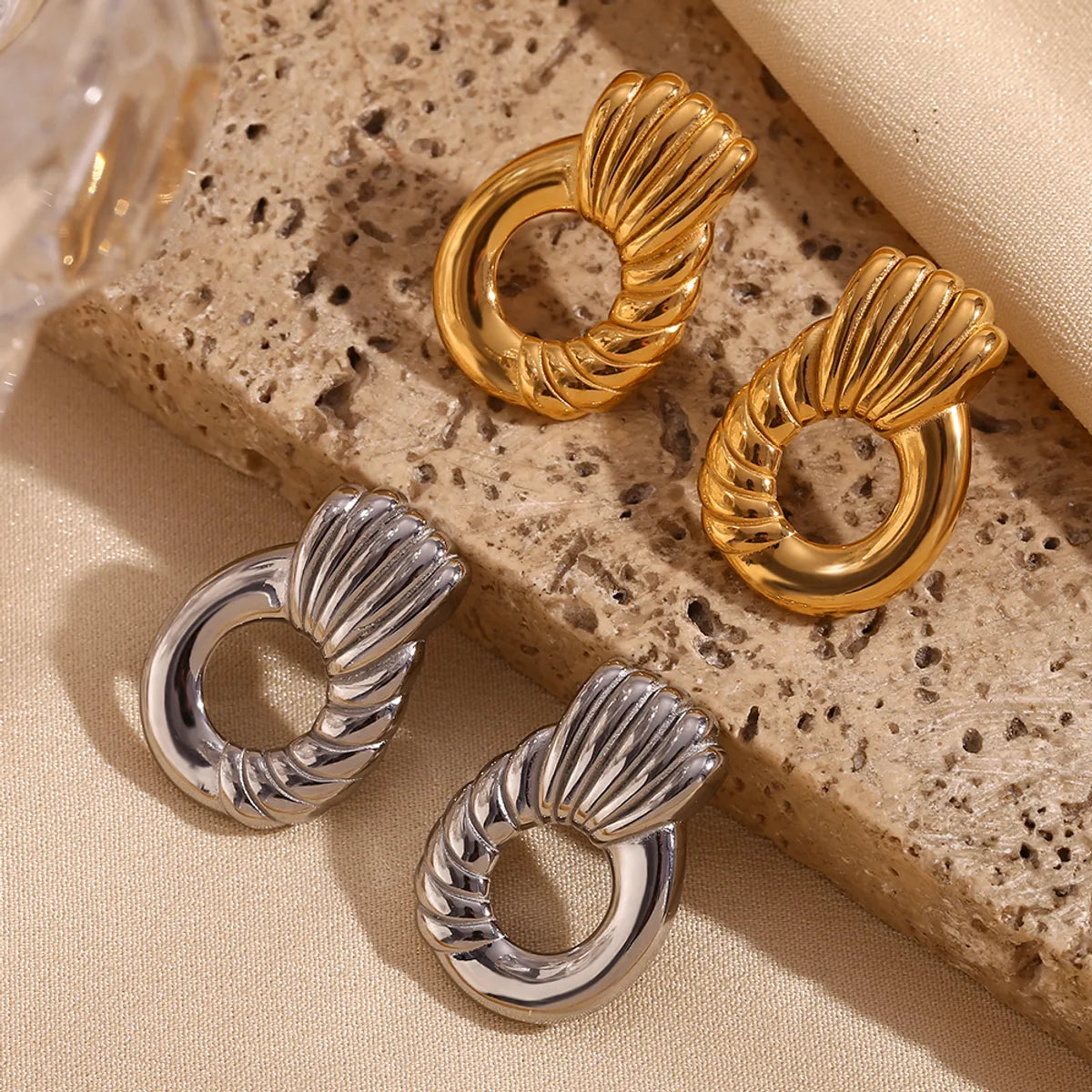 1 Pair Ig Style Simple Style Geometric Plating Stainless Steel 18k Gold Plated Ear Studs