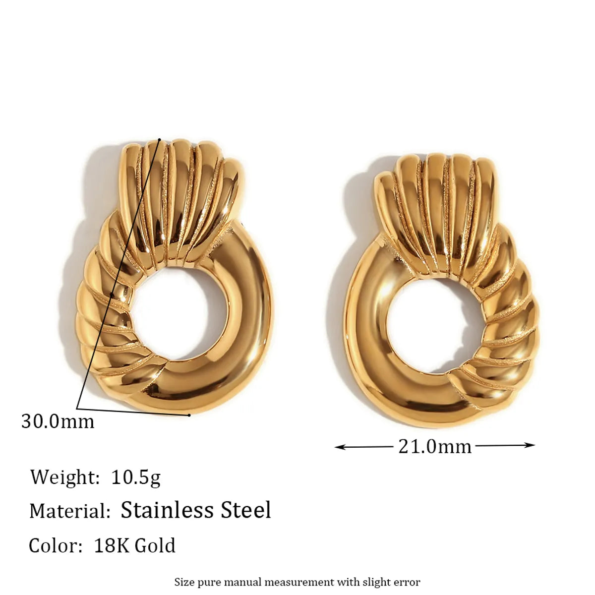 1 Pair Ig Style Simple Style Geometric Plating Stainless Steel 18k Gold Plated Ear Studs