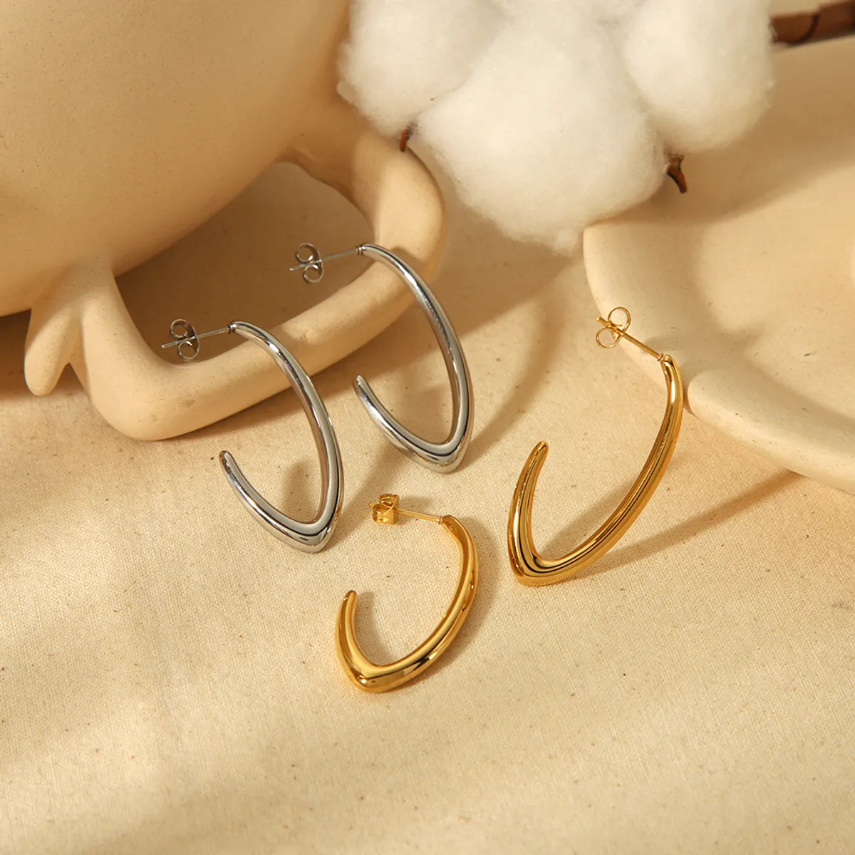 1 Pair IG Style Simple Style Geometric Polishing Stainless Steel 18K Gold Plated Ear Studs