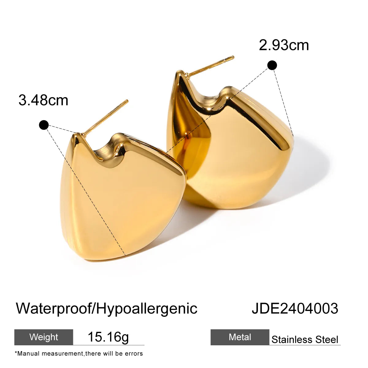 1 Pair IG Style Simple Style Geometric Solid Color 316 Stainless Steel  18K Gold Plated Ear Studs