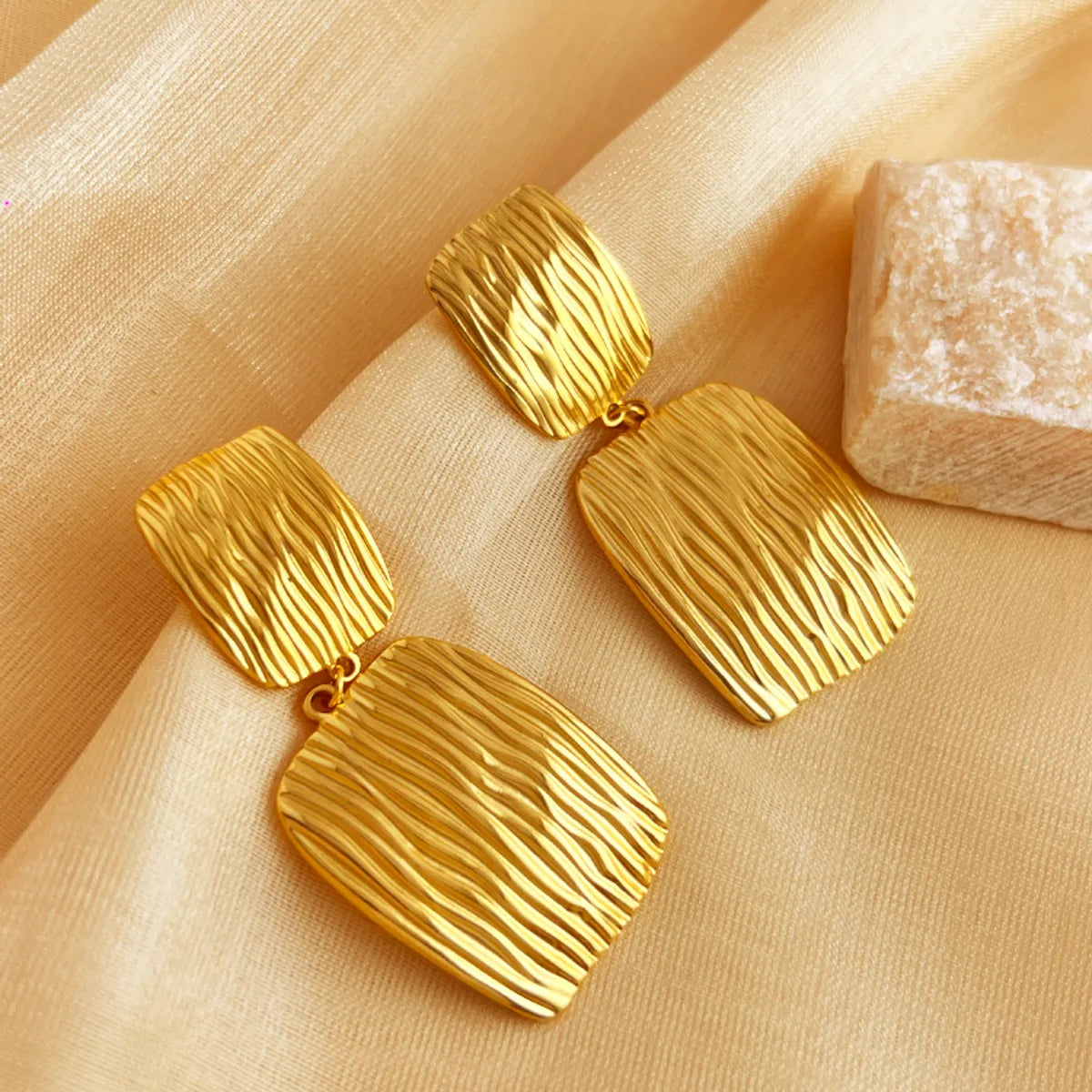 1 Pair IG Style Simple Style Geometric Solid Color Plating 304 Stainless Steel 18K Gold Plated Drop Earrings Ear Studs