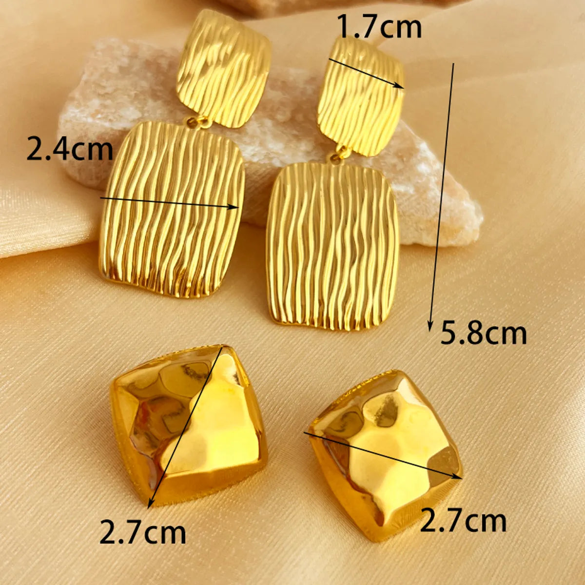 1 Pair IG Style Simple Style Geometric Solid Color Plating 304 Stainless Steel 18K Gold Plated Drop Earrings Ear Studs