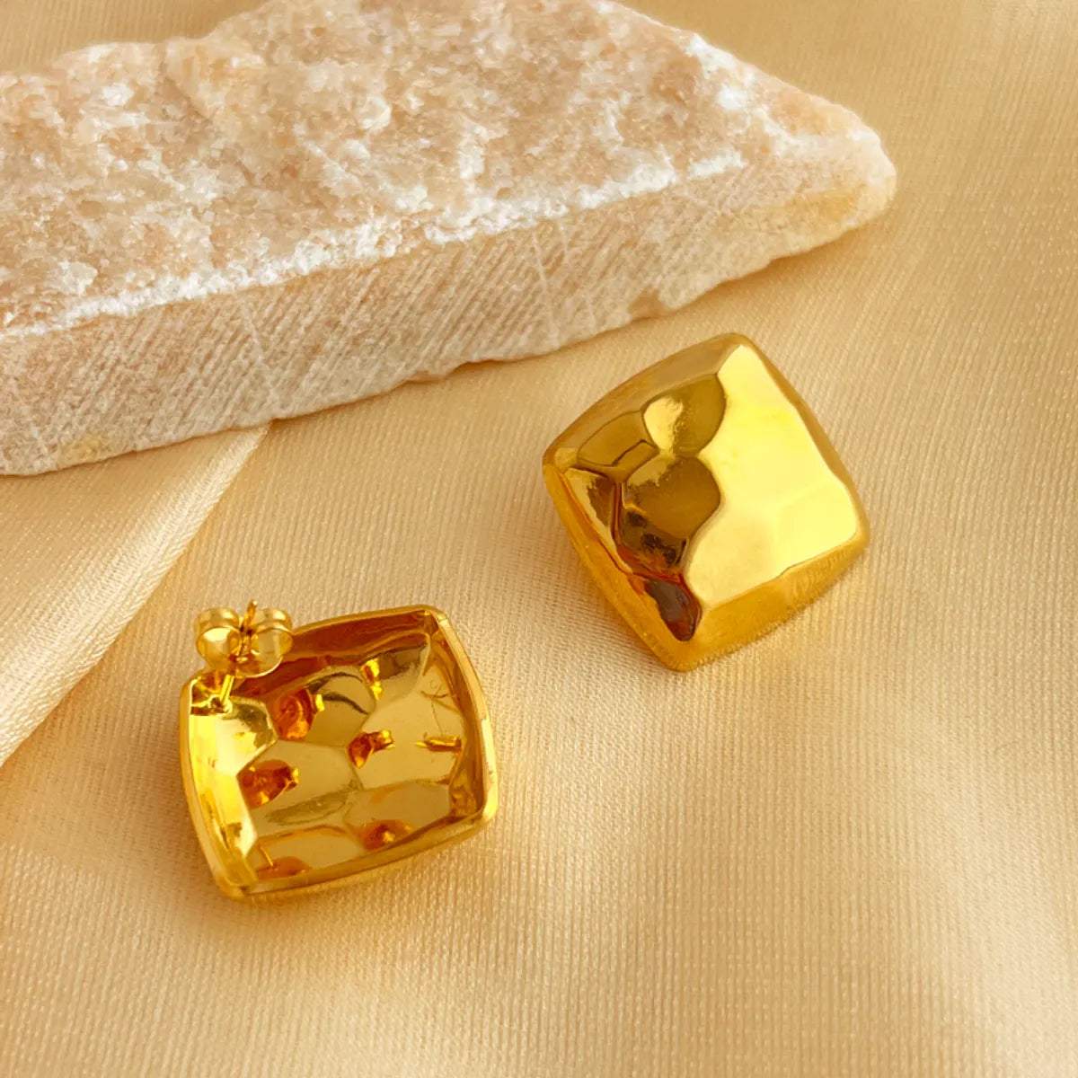 1 Pair IG Style Simple Style Geometric Solid Color Plating 304 Stainless Steel 18K Gold Plated Drop Earrings Ear Studs