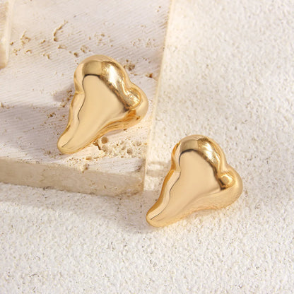 1 Pair IG Style Simple Style Heart Shape 304 Stainless Steel Ear Studs