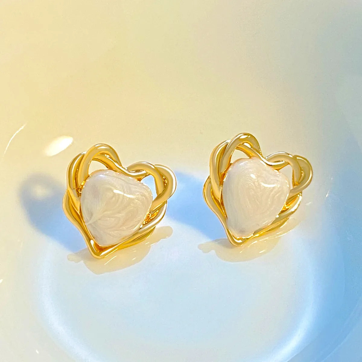 1 Pair Ig Style Simple Style Heart Shape Alloy Ear Studs