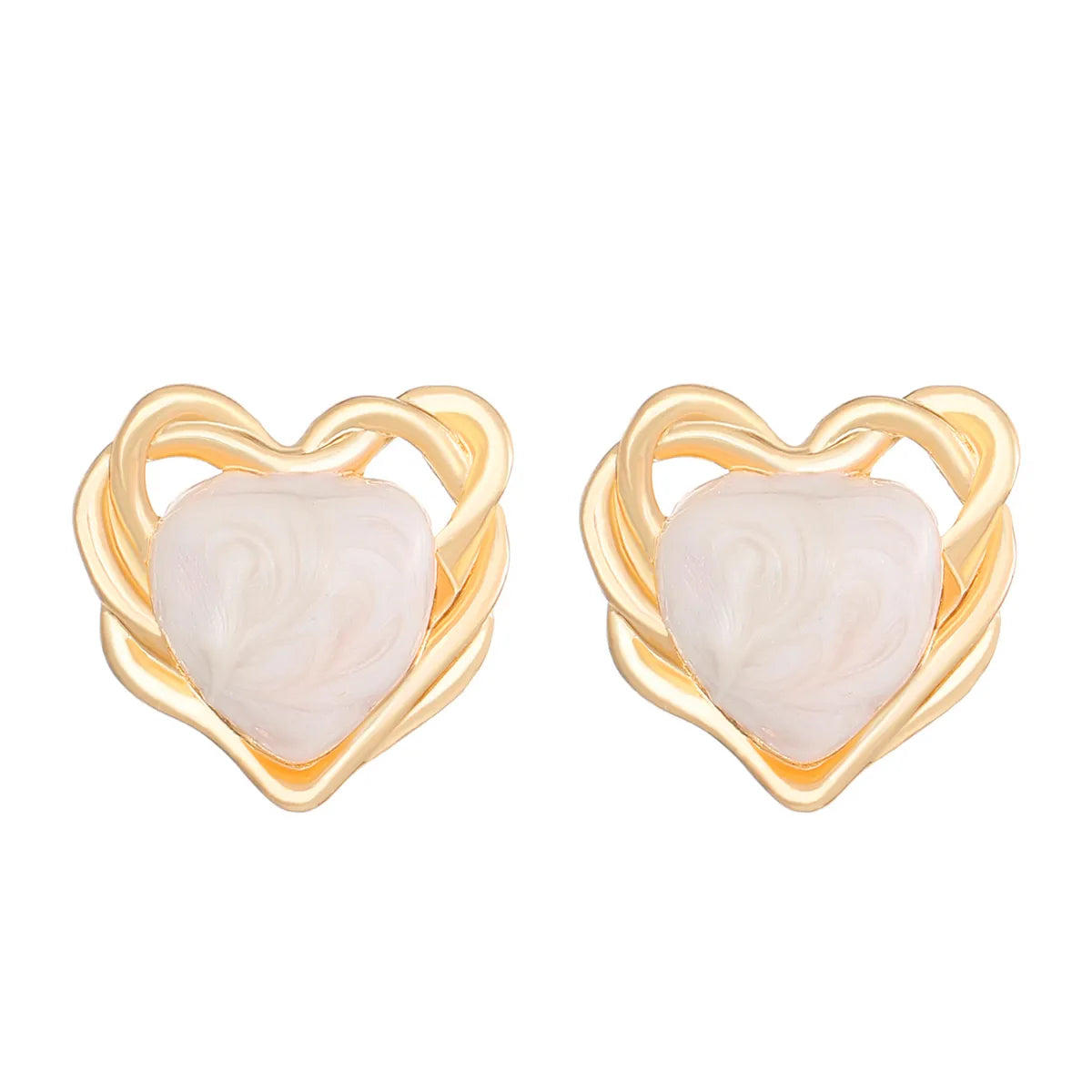 1 Pair Ig Style Simple Style Heart Shape Alloy Ear Studs