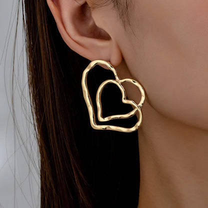 1 Pair IG Style Simple Style Heart Shape Hollow Out Zinc Alloy Ear Studs