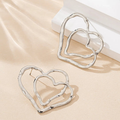 1 Pair IG Style Simple Style Heart Shape Hollow Out Zinc Alloy Ear Studs