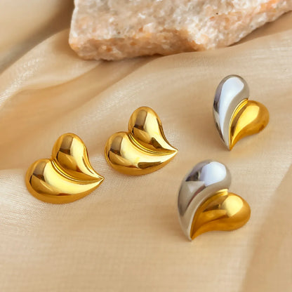 1 Pair IG Style Simple Style Heart Shape Plating 304 Stainless Steel 18K Gold Plated Ear Studs