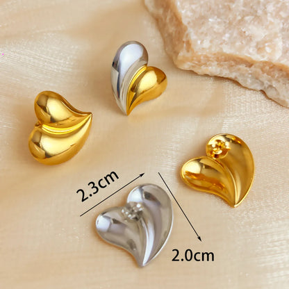 1 Pair IG Style Simple Style Heart Shape Plating 304 Stainless Steel 18K Gold Plated Ear Studs