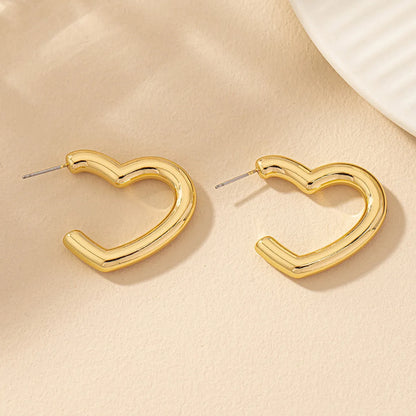 1 Pair Ig Style Simple Style Heart Shape Plating Alloy Zinc Ear Studs