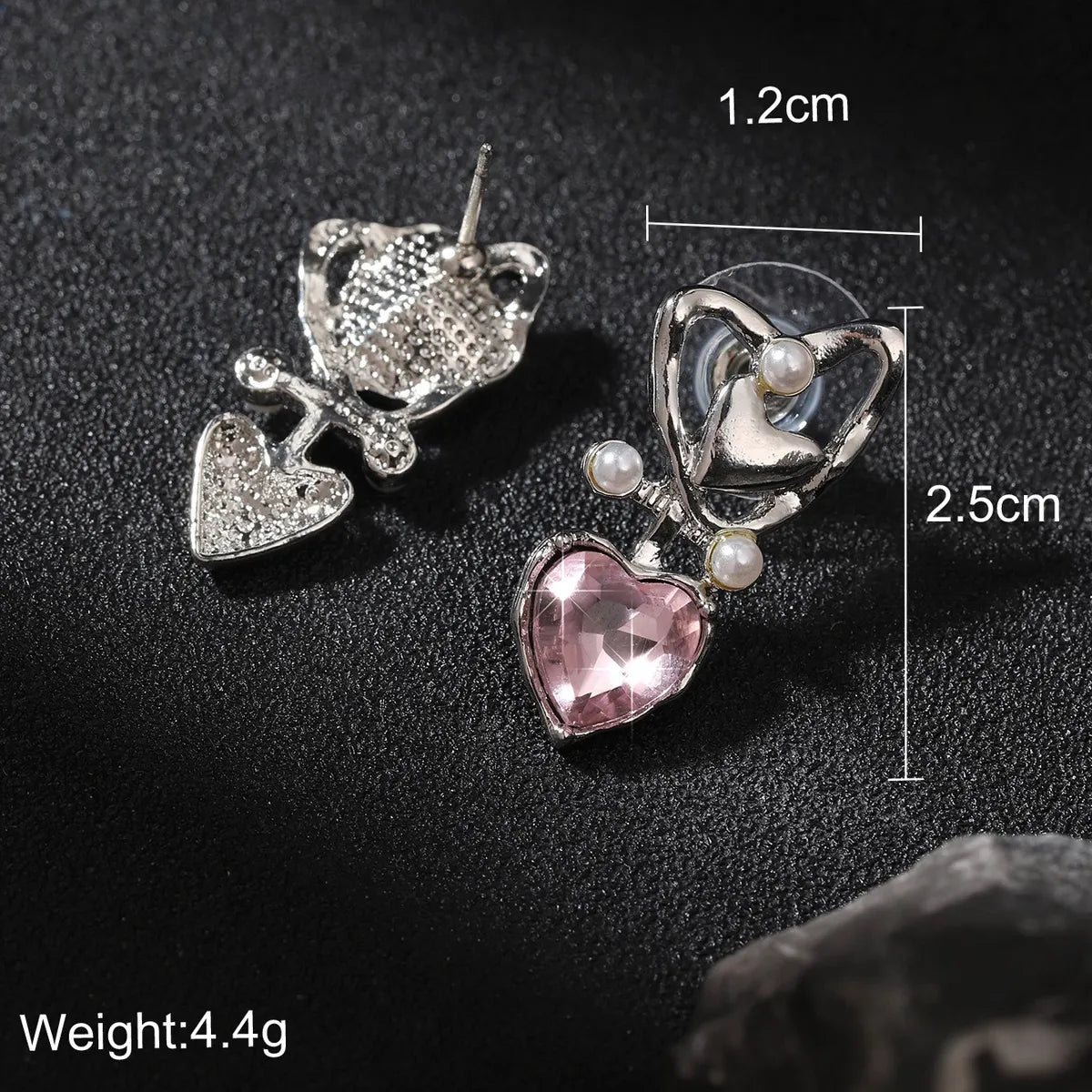 1 Pair IG Style Simple Style Heart Shape Plating Inlay Alloy Artificial Pearls Rhinestones Ear Studs