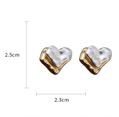 1 Pair IG Style Simple Style Heart Shape Plating Inlay Copper Pearl Ear Studs