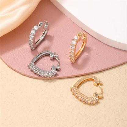 1 Pair Ig Style Simple Style Heart Shape Plating Inlay Copper Zircon White Gold Plated Gold Plated Earrings