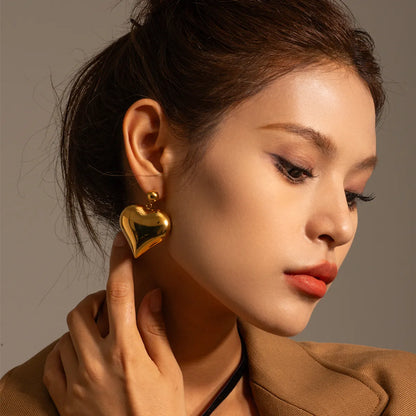 1 Pair Ig Style Simple Style Heart Shape Plating Stainless Steel 18k Gold Plated Drop Earrings