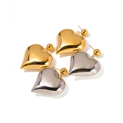 1 Pair Ig Style Simple Style Heart Shape Plating Stainless Steel 18k Gold Plated Drop Earrings