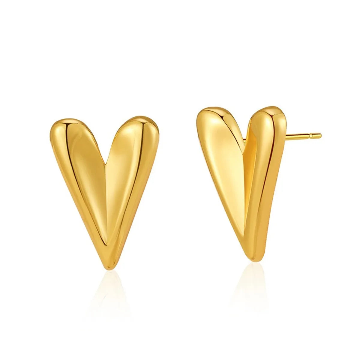 1 Pair Ig Style Simple Style Heart Shape Plating Stainless Steel 18k Gold Plated Ear Studs