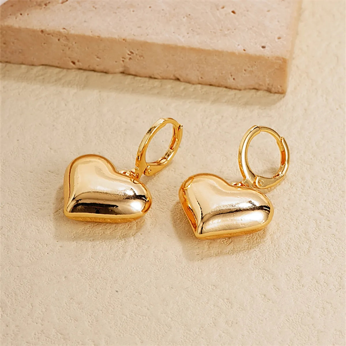 1 Pair Ig Style Simple Style Heart Shape Plating Stainless Steel Gold Plated Drop Earrings