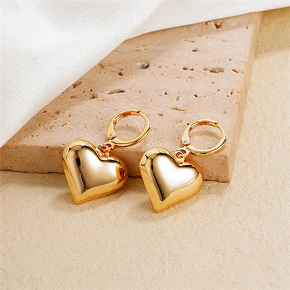 1 Pair Ig Style Simple Style Heart Shape Plating Stainless Steel Gold Plated Drop Earrings