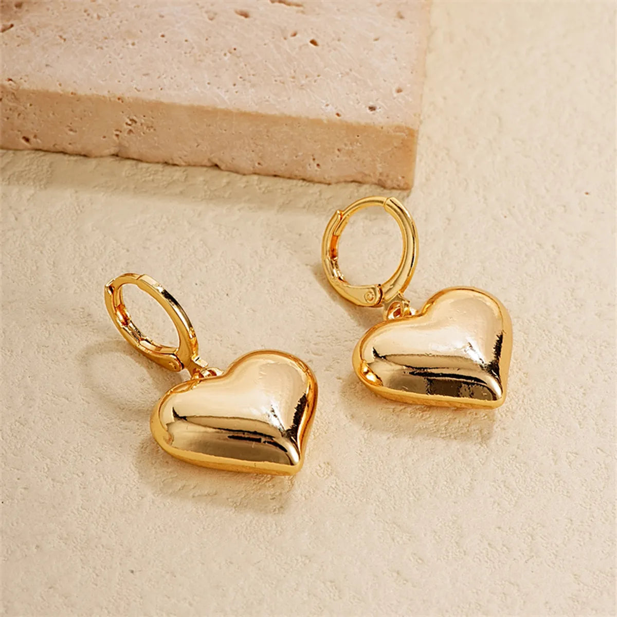 1 Pair Ig Style Simple Style Heart Shape Plating Stainless Steel Gold Plated Drop Earrings