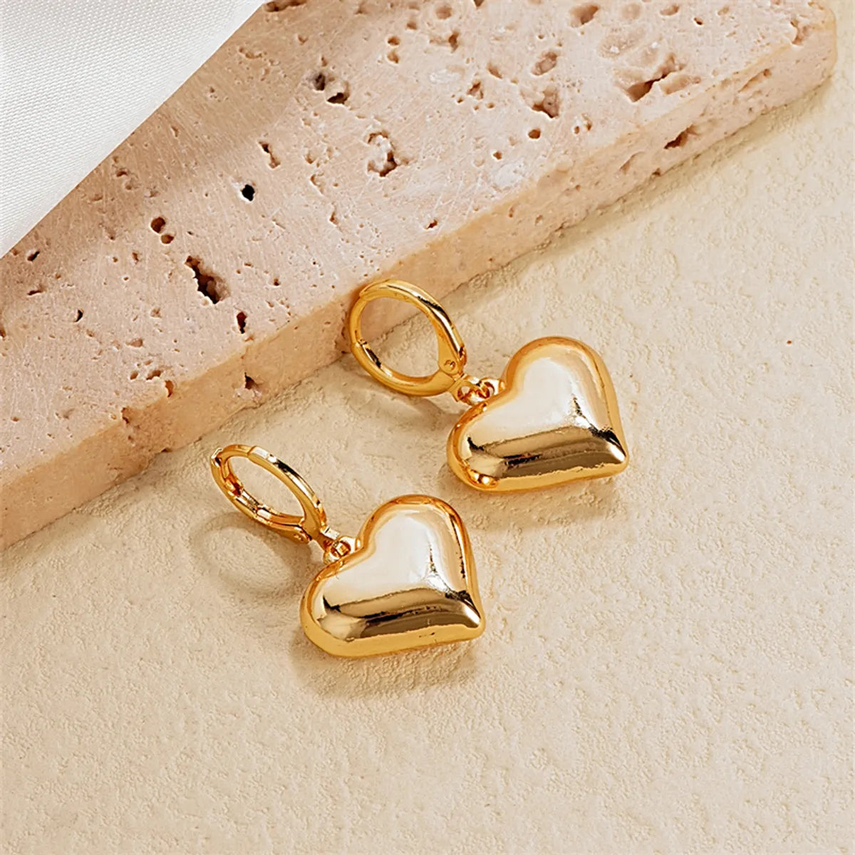 1 Pair Ig Style Simple Style Heart Shape Plating Stainless Steel Gold Plated Drop Earrings