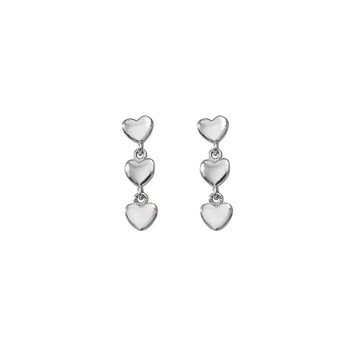 1 Pair Ig Style Simple Style Heart Shape Plating Sterling Silver Drop Earrings