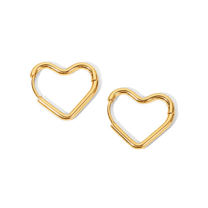 1 Pair Ig Style Simple Style Heart Shape Plating Titanium Steel 18k Gold Plated Earrings