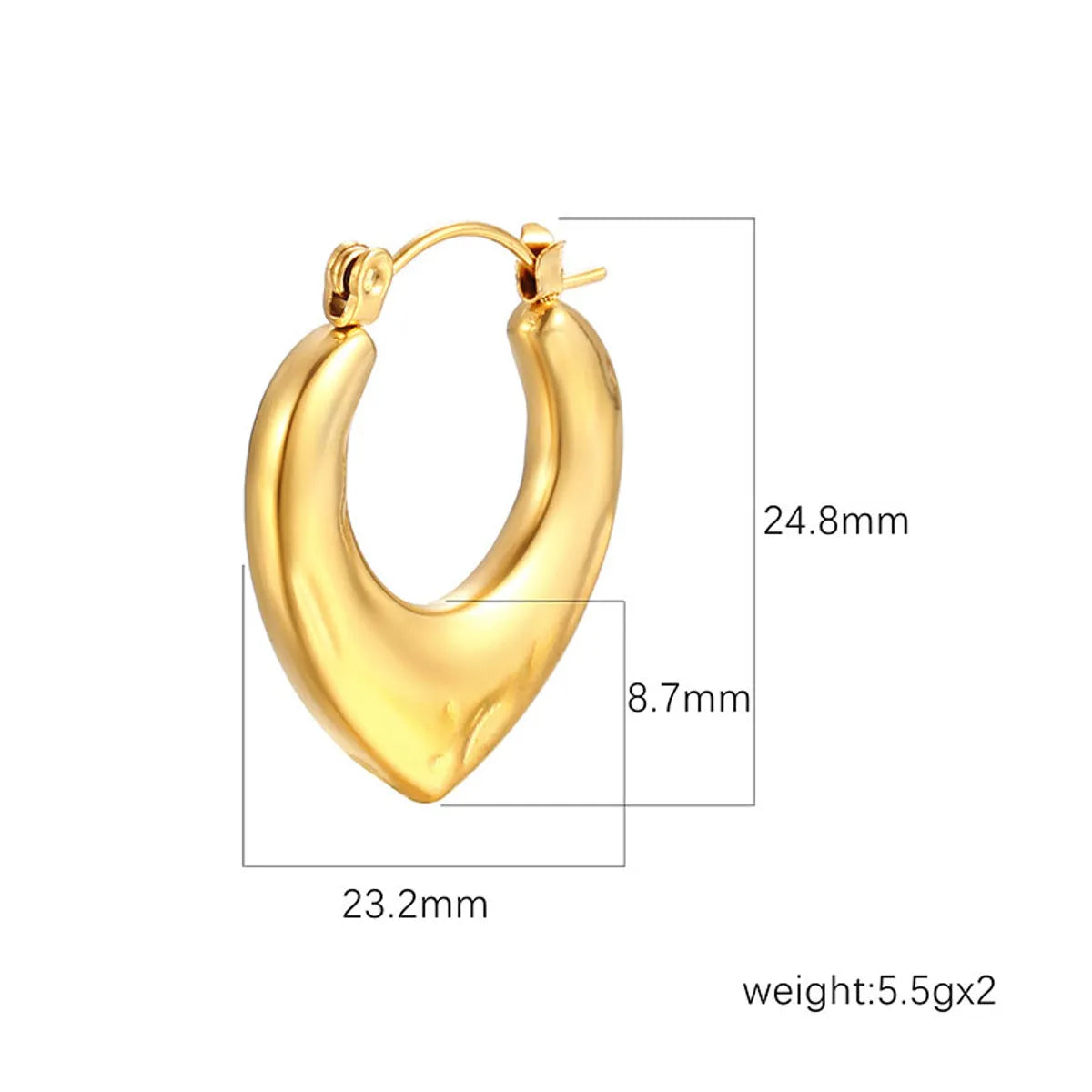 1 Pair IG Style Simple Style Heart Shape Plating Titanium Steel 18K Gold Plated Earrings