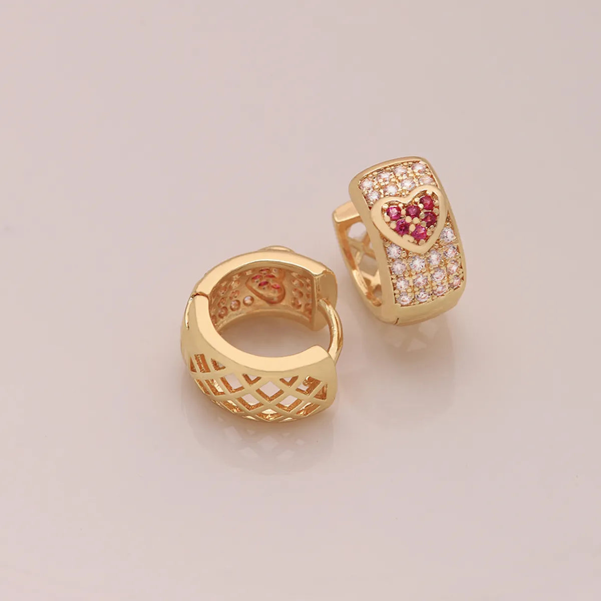 1 Pair Ig Style Simple Style Heart Shape Snake Plating Inlay Copper Zircon 18k Gold Plated Hoop Earrings