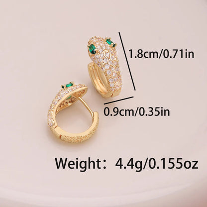 1 Pair Ig Style Simple Style Heart Shape Snake Plating Inlay Copper Zircon 18k Gold Plated Hoop Earrings