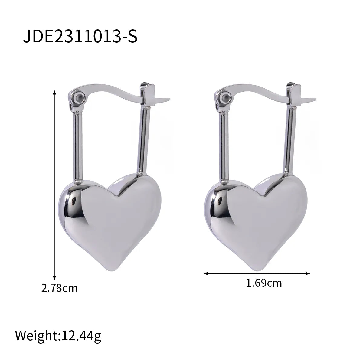 1 Pair Ig Style Simple Style Heart Shape Stainless Steel Earrings