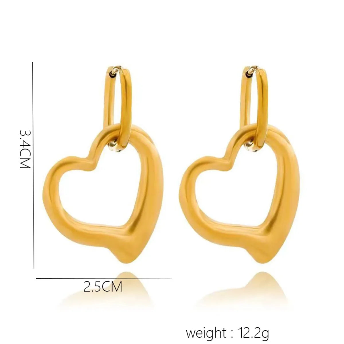 1 Pair IG Style Simple Style Heart Shape Stainless Steel Gold Plated Drop Earrings