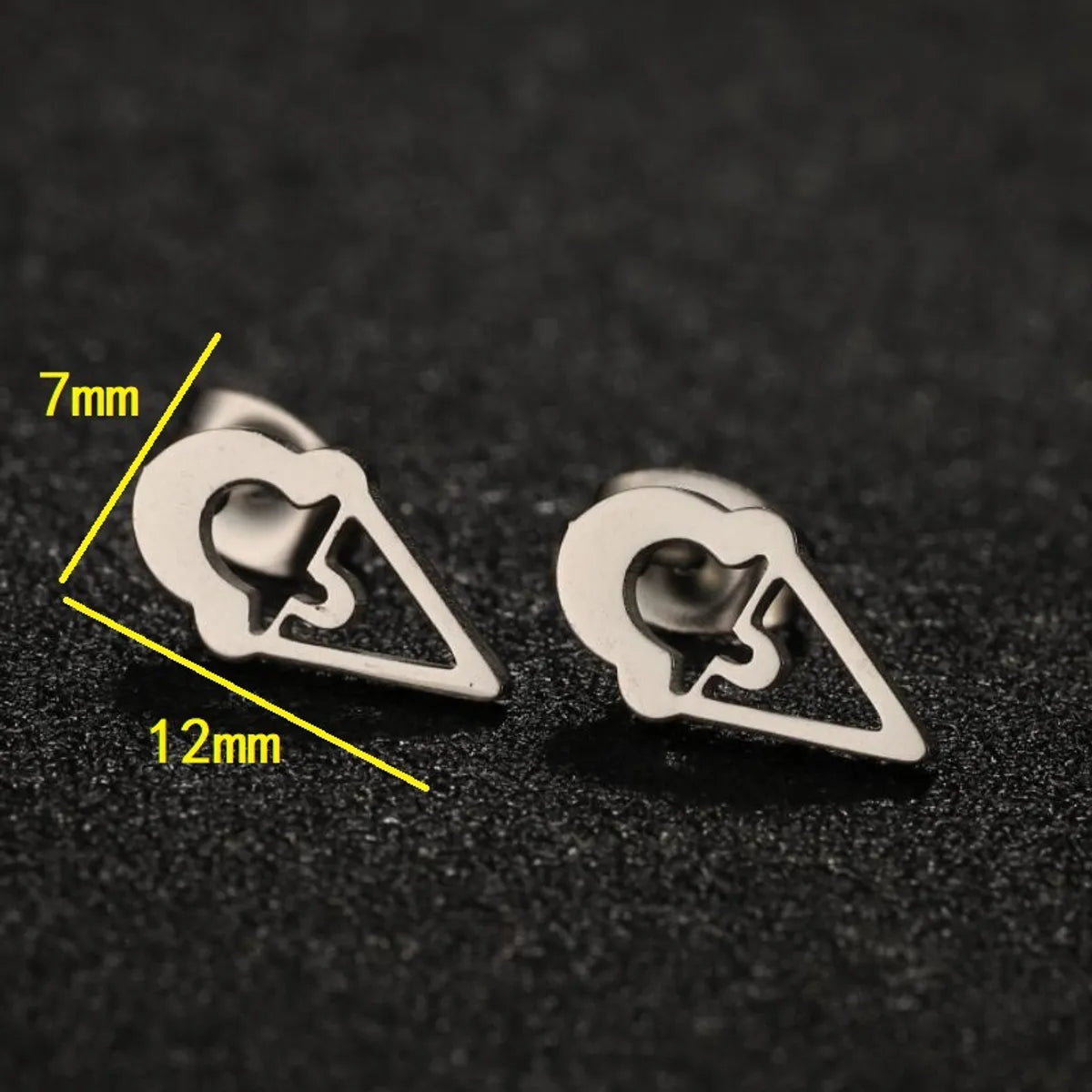 1 Pair Ig Style Simple Style Ice Cream Heart Shape Notes Asymmetrical Plating Stainless Steel Ear Studs