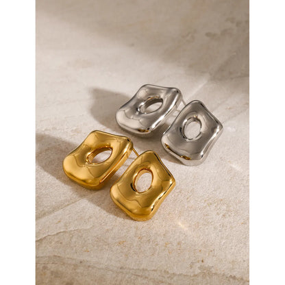 1 Pair IG Style Simple Style Irregular Hollow Out 304 Stainless Steel 18K Gold Plated Ear Studs