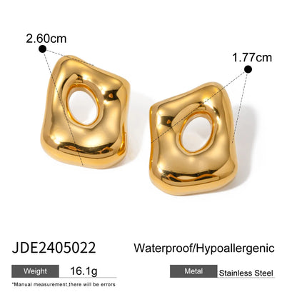 1 Pair IG Style Simple Style Irregular Hollow Out 304 Stainless Steel 18K Gold Plated Ear Studs