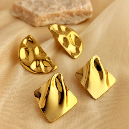 1 Pair IG Style Simple Style Irregular Solid Color Plating 304 Stainless Steel 18K Gold Plated Ear Studs