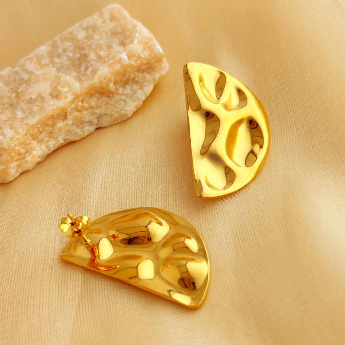 1 Pair IG Style Simple Style Irregular Solid Color Plating 304 Stainless Steel 18K Gold Plated Ear Studs