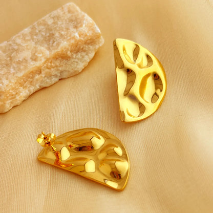 1 Pair IG Style Simple Style Irregular Solid Color Plating 304 Stainless Steel 18K Gold Plated Ear Studs