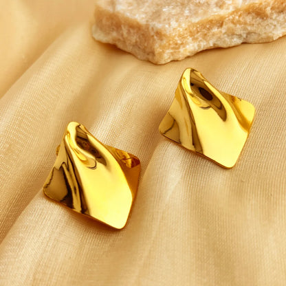 1 Pair IG Style Simple Style Irregular Solid Color Plating 304 Stainless Steel 18K Gold Plated Ear Studs