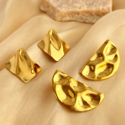 1 Pair IG Style Simple Style Irregular Solid Color Plating 304 Stainless Steel 18K Gold Plated Ear Studs