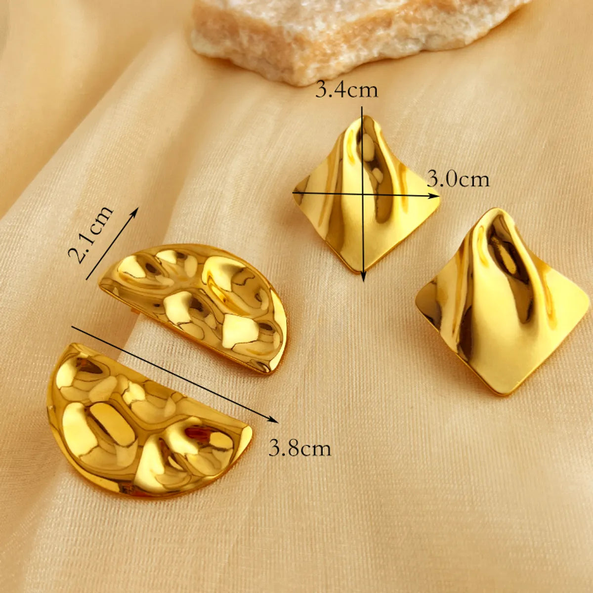 1 Pair IG Style Simple Style Irregular Solid Color Plating 304 Stainless Steel 18K Gold Plated Ear Studs