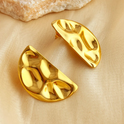 1 Pair IG Style Simple Style Irregular Solid Color Plating 304 Stainless Steel 18K Gold Plated Ear Studs