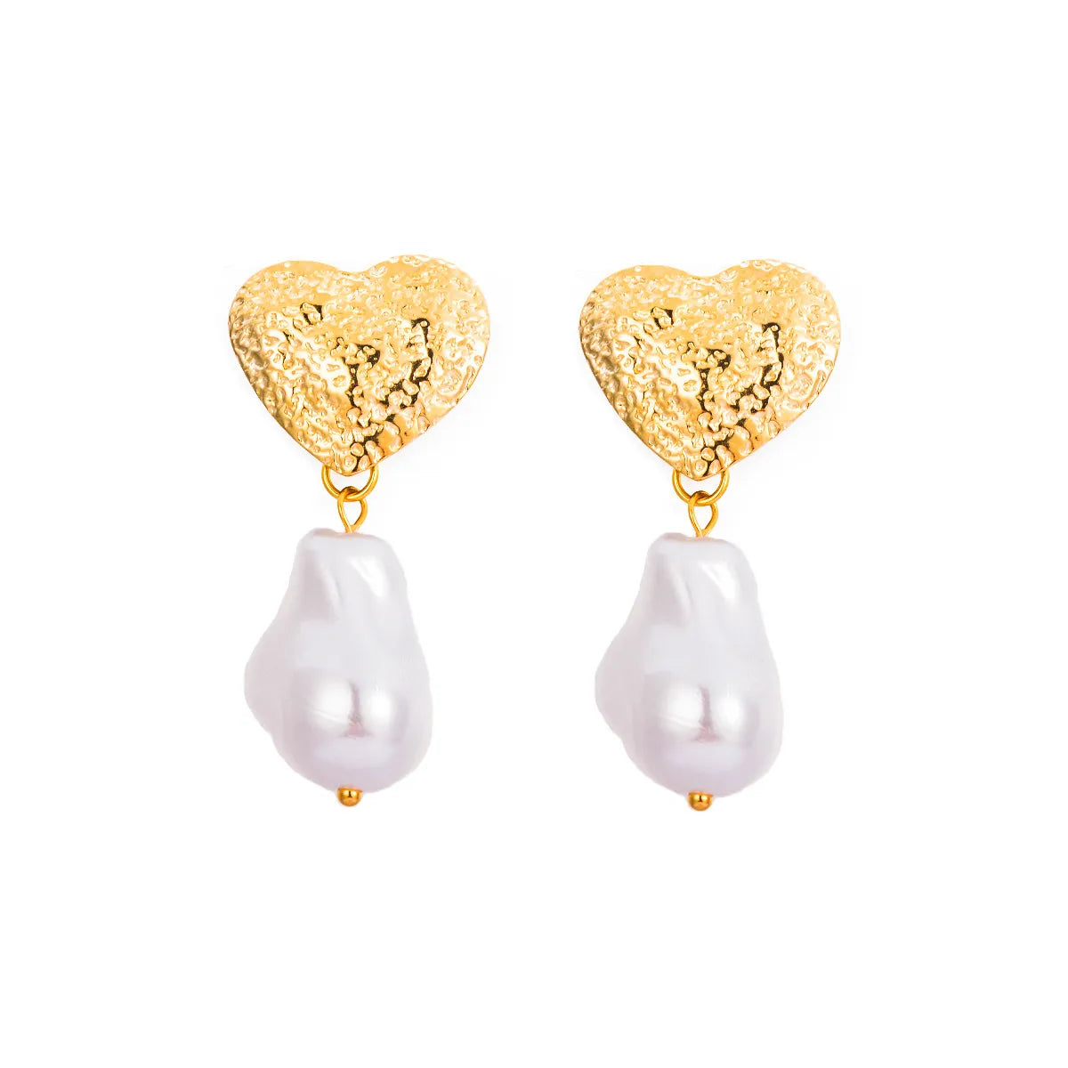 1 Pair Ig Style Simple Style Irregular Water Droplets Heart Shape Plating Stainless Steel Imitation Pearl Drop Earrings