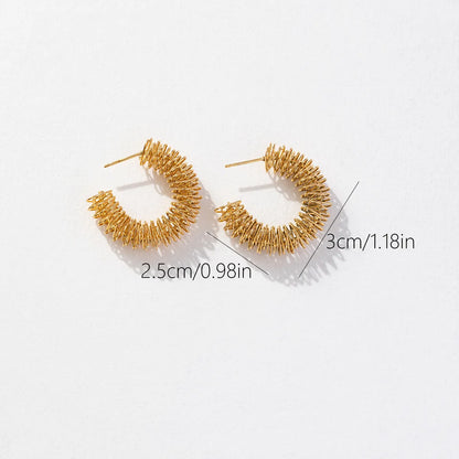 1 Pair IG Style Simple Style Korean Style C Shape 304 Stainless Steel Gold Plated Ear Studs