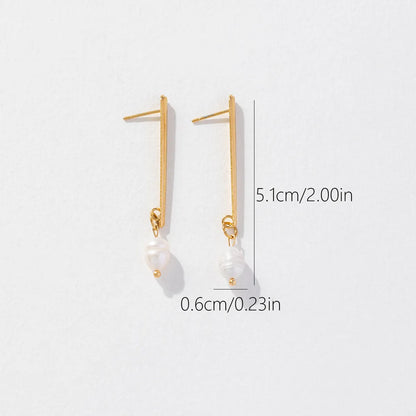 1 Pair Ig Style Simple Style Korean Style Geometric Stainless Steel Imitation Pearl Drop Earrings