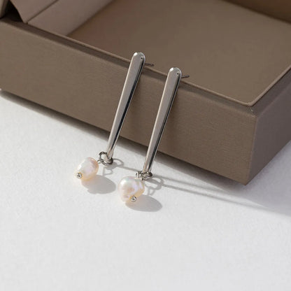 1 Pair Ig Style Simple Style Korean Style Geometric Stainless Steel Imitation Pearl Drop Earrings