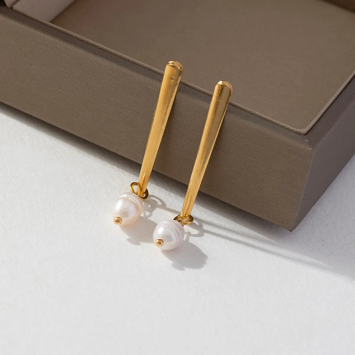 1 Pair Ig Style Simple Style Korean Style Geometric Stainless Steel Imitation Pearl Drop Earrings